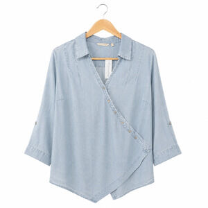 Soft Surroundings Chambray Denim Tunic Women Size X1 Light Wash 100% Lyocell NWT
